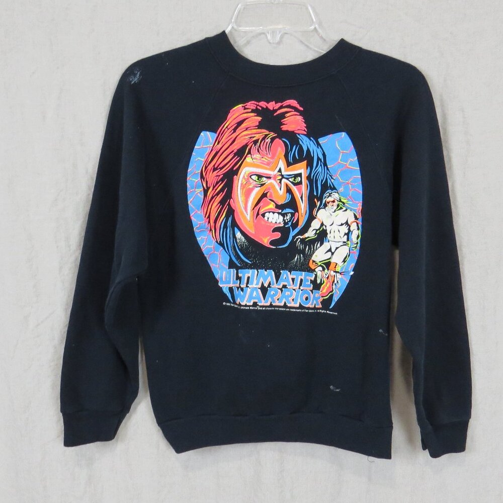 Vintage 1989 Ultimate Warrior Wrestling WWF Sweatshirt SIZE Youth XL Made in USA
